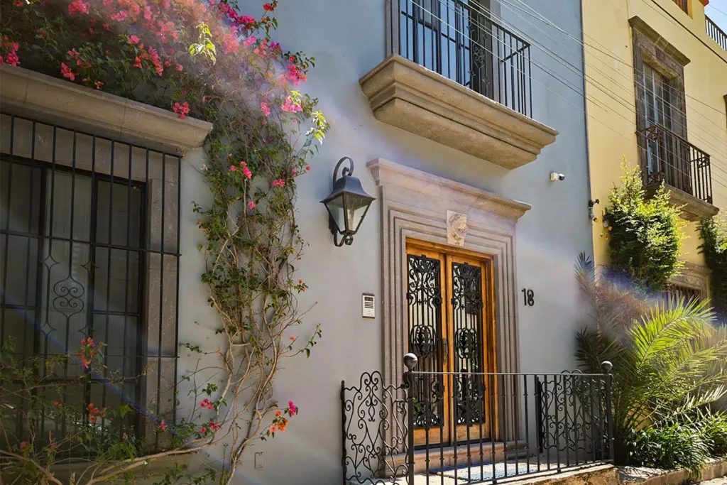 Traditional home entrance with bougainvillea in Atascadero San Miguel de Allende