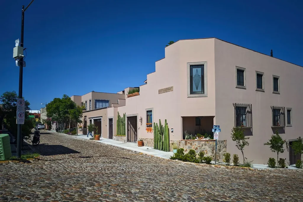 Cobblestone residential street in El Paraiso San Miguel de Allende