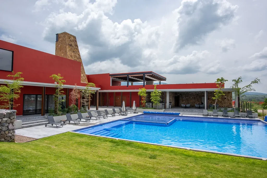 Modern clubhouse with pool in Paseo Real San Miguel de Allende
